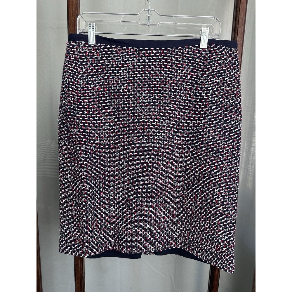Talbots Tweed Pencil Skirt Women's Size 12 Multicolor Business Career Red Blue